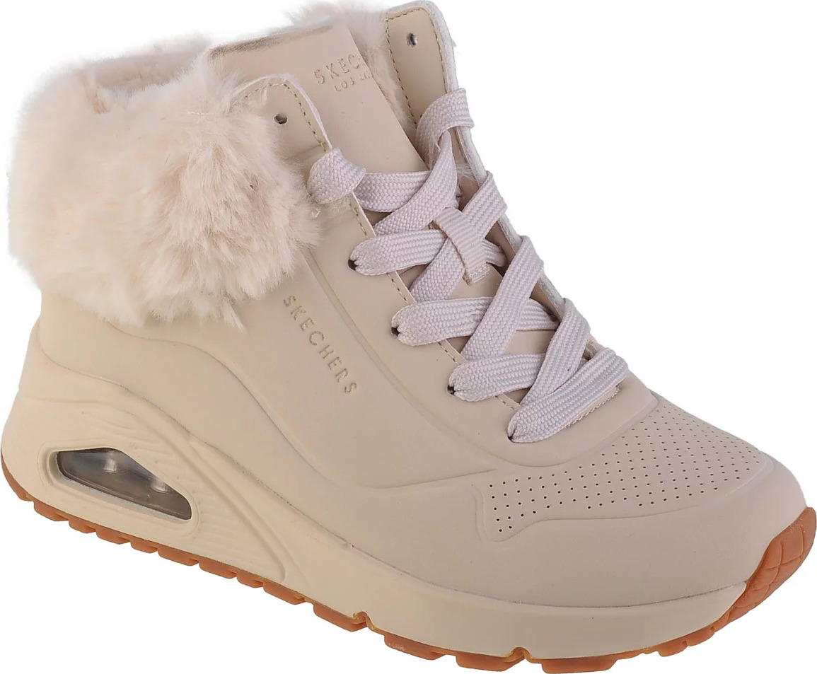 Béžové dívčí kotníkové tenisky s kožíškem Skechers Uno - Fall Air (Velikost 27)