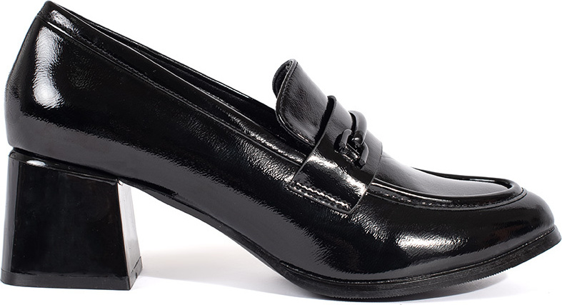 Černé dámské polobotky loafersy na podpatku