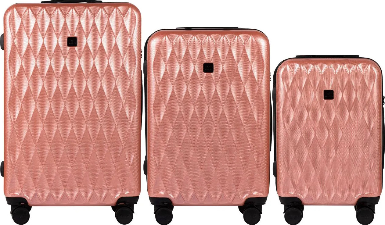 Růžová sada cestovních kufrů GOLDEN EAGLE PC190, Set of 3 suitcases (L,M,S)