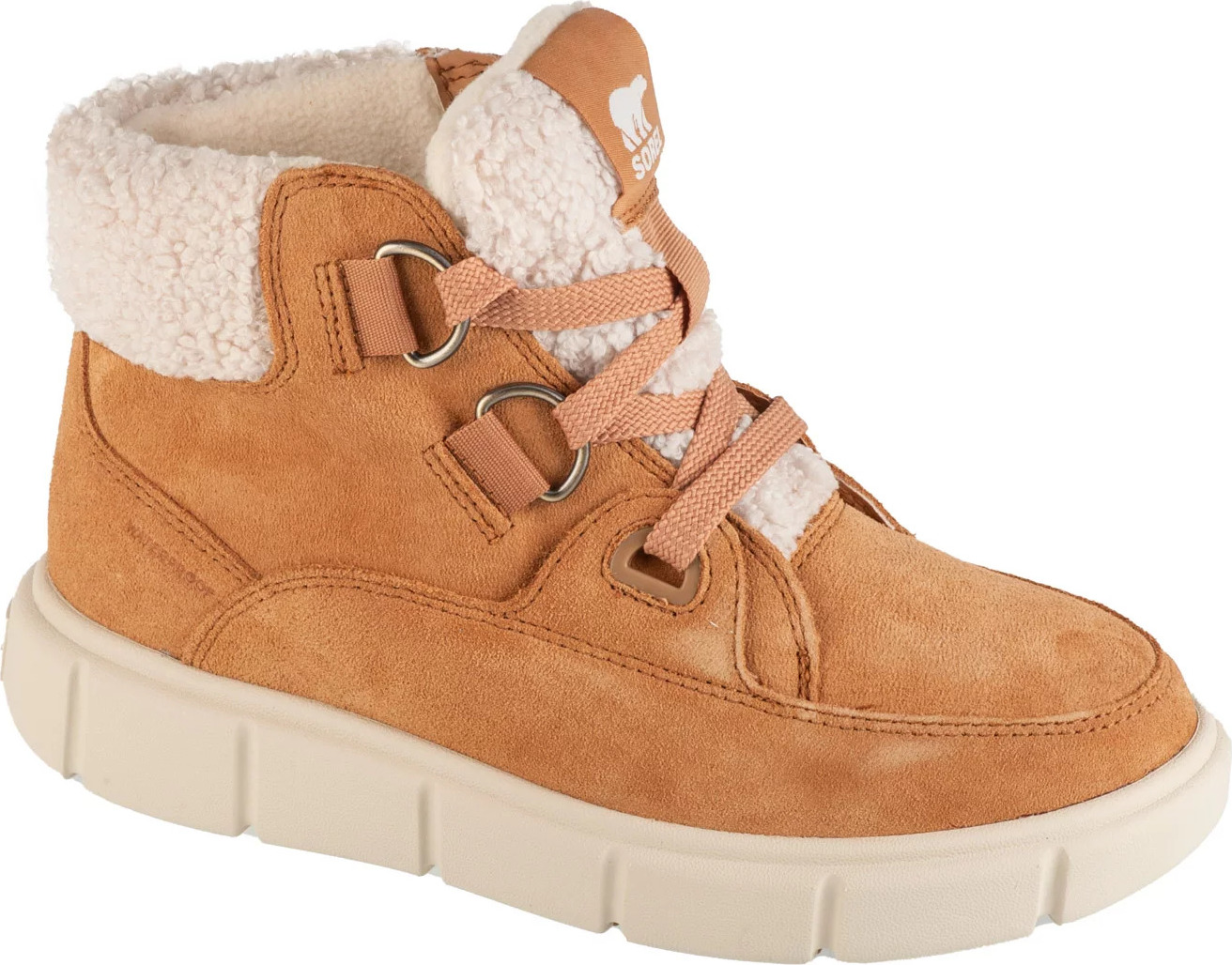 Světle hnědé dámské zimní kotníkové boty Sorel Explorer III NW Lace WP (Velikost 36)