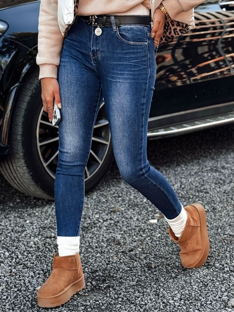 Dámské úzké džíny s páskem JEANLIFE (Velikost 28)