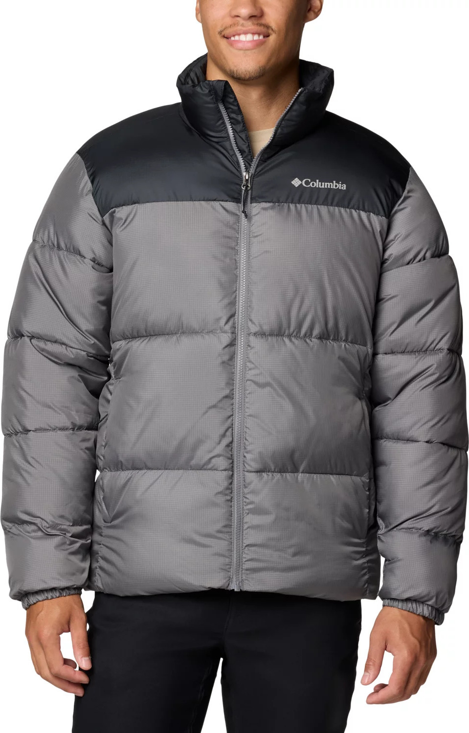Šedo-černá pánská zimní prošívaná bunda Columbia Puffect III Jacket