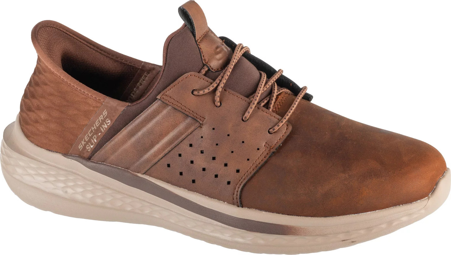 Hnědé pánské kožené tenisky Skechers Slip-Ins: Slade - Zachary