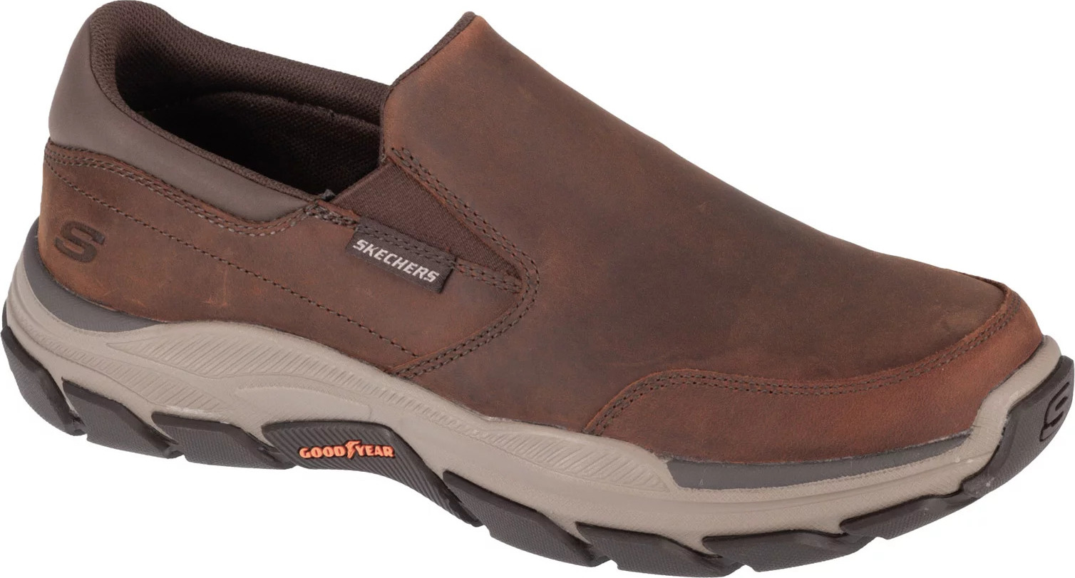 Hnědé kožené slip-on boty Skechers Respected - Calum (Velikost 40)