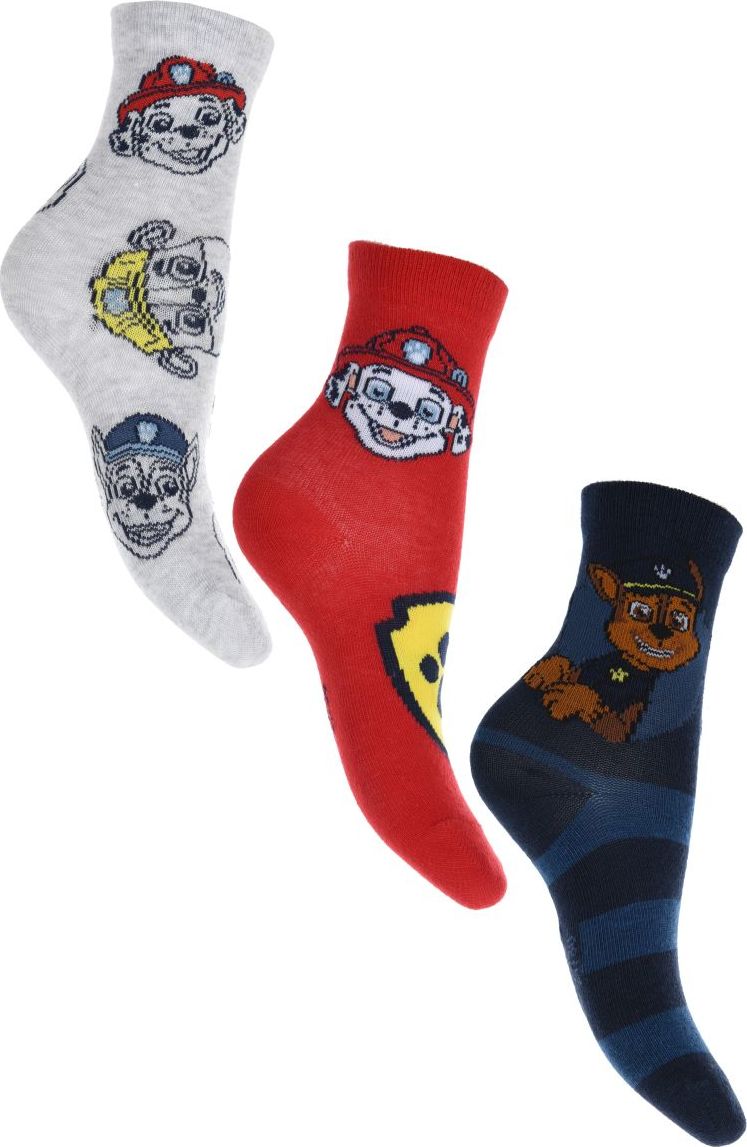 Set chlapeckých ponožek Paw Patrol - tmavě modrá/červená/šedá (Velikost 23/26)