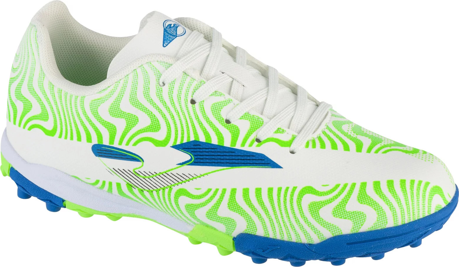 Bílé dětské turfy se zelenými vzory Joma Evolution Jr 2502 TF