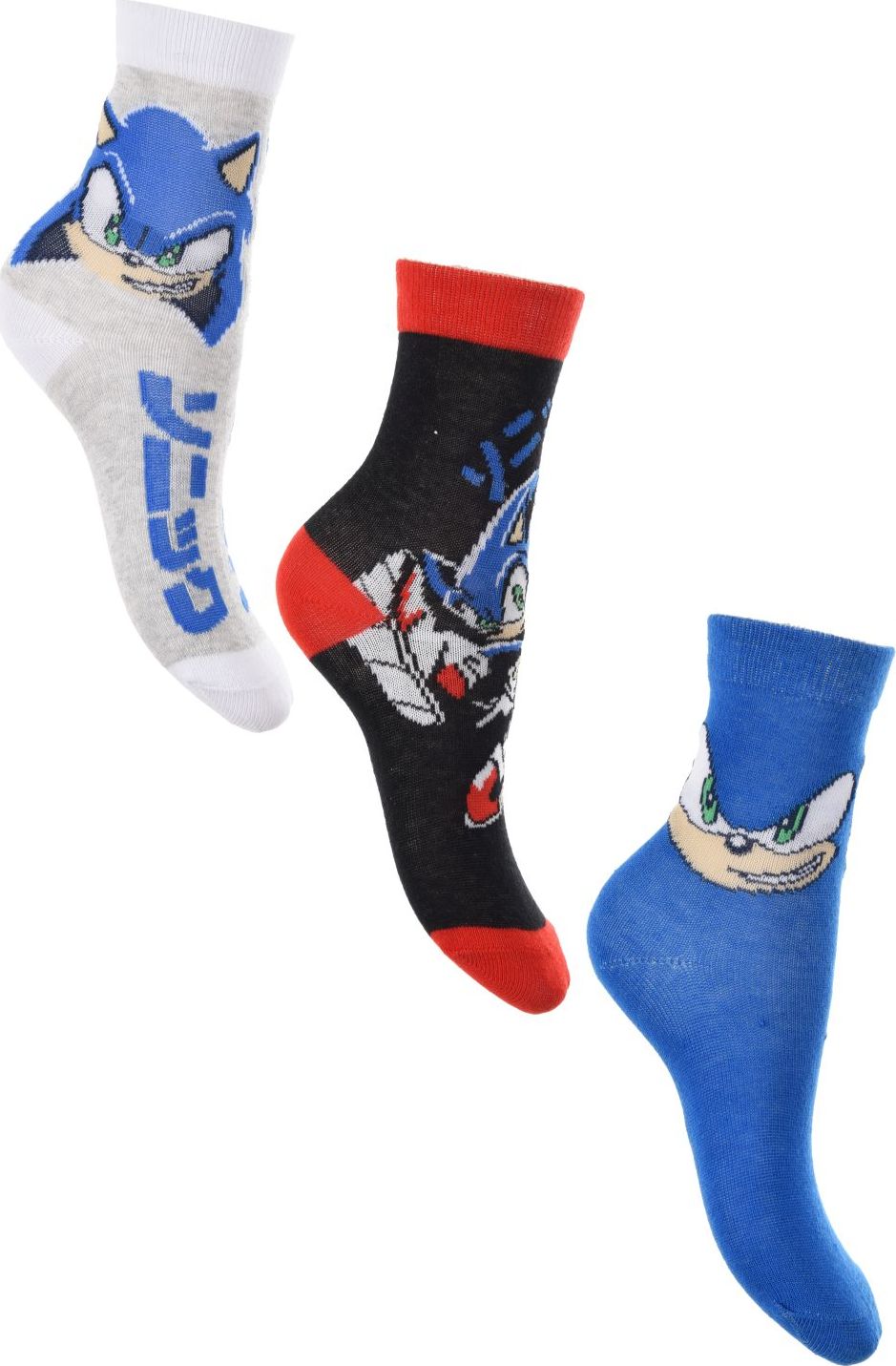 Set chlapeckých ponožek Sonic - šedá/černá/modrá (Velikost 23/26)