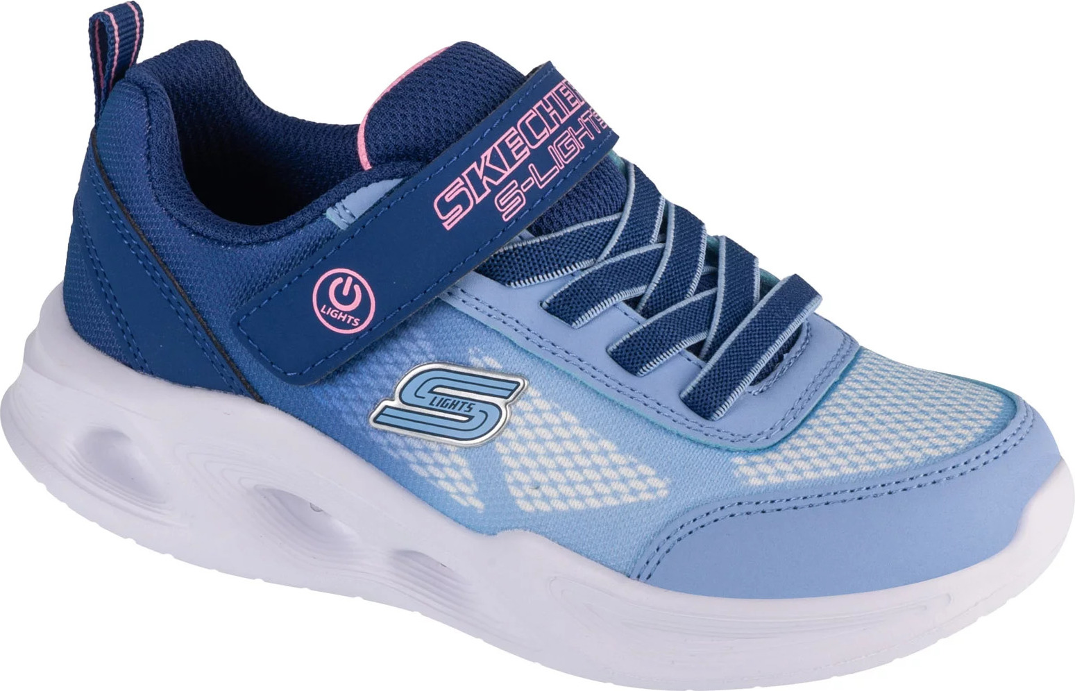 Modré dívčí tenisky Skechers Sola Glow - Ombre Deluxe