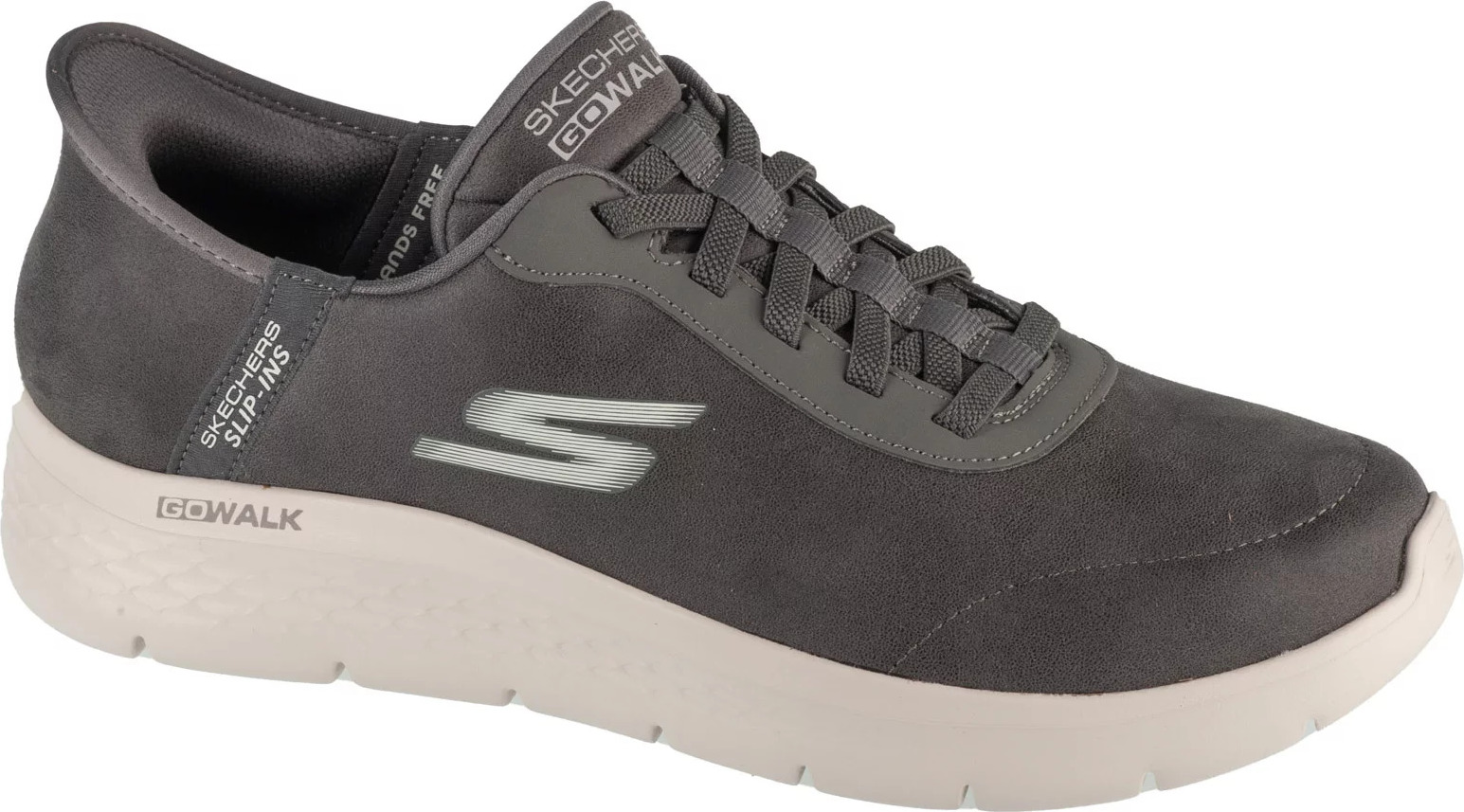 Tmavě šedé pánské tenisky Skechers Slip-Ins: GO Walk Flex - Smooth Motion (Velikost 41)