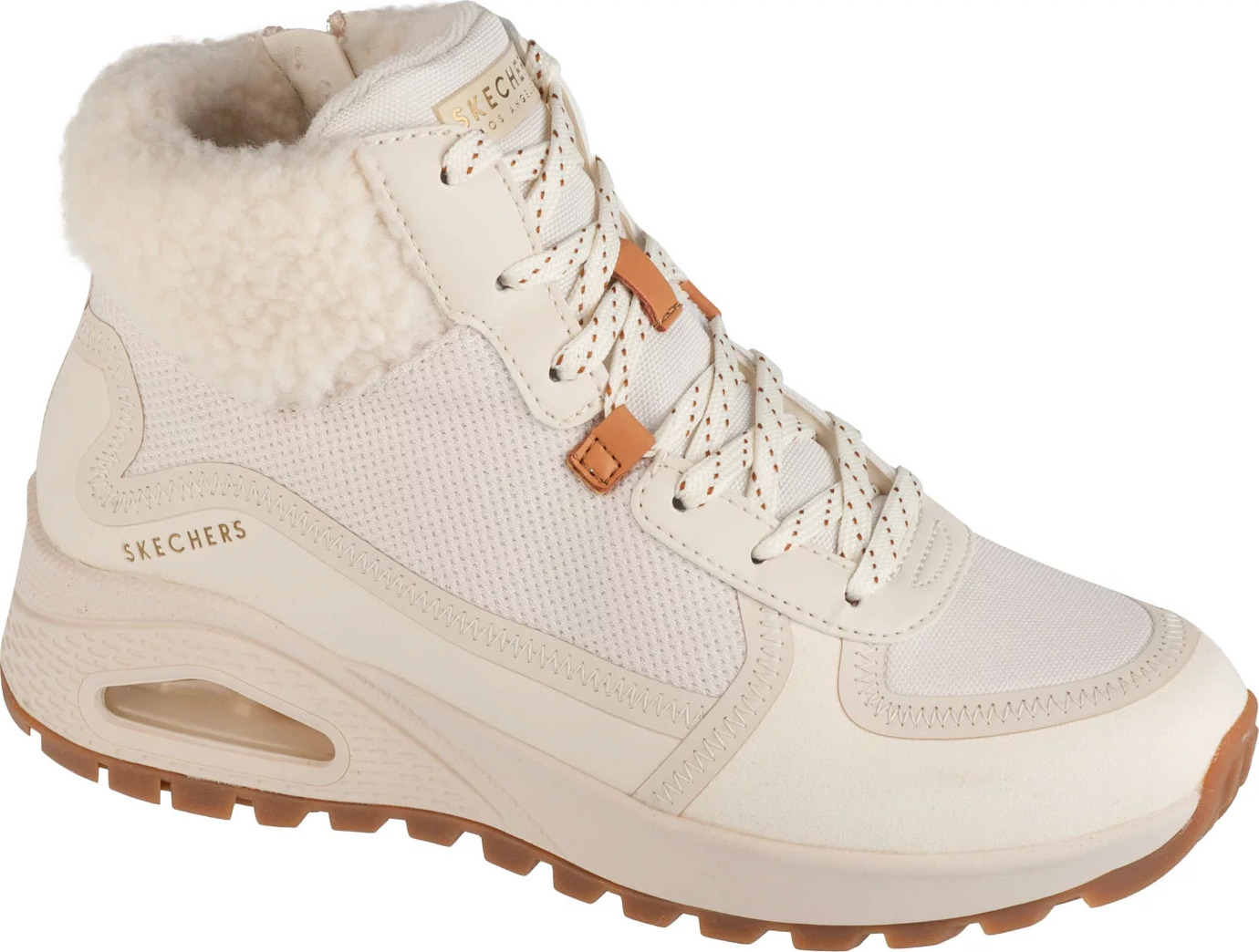 Smetanové dámské zimní kotníkové tenisky Skechers Uno Rugged - Fall Air