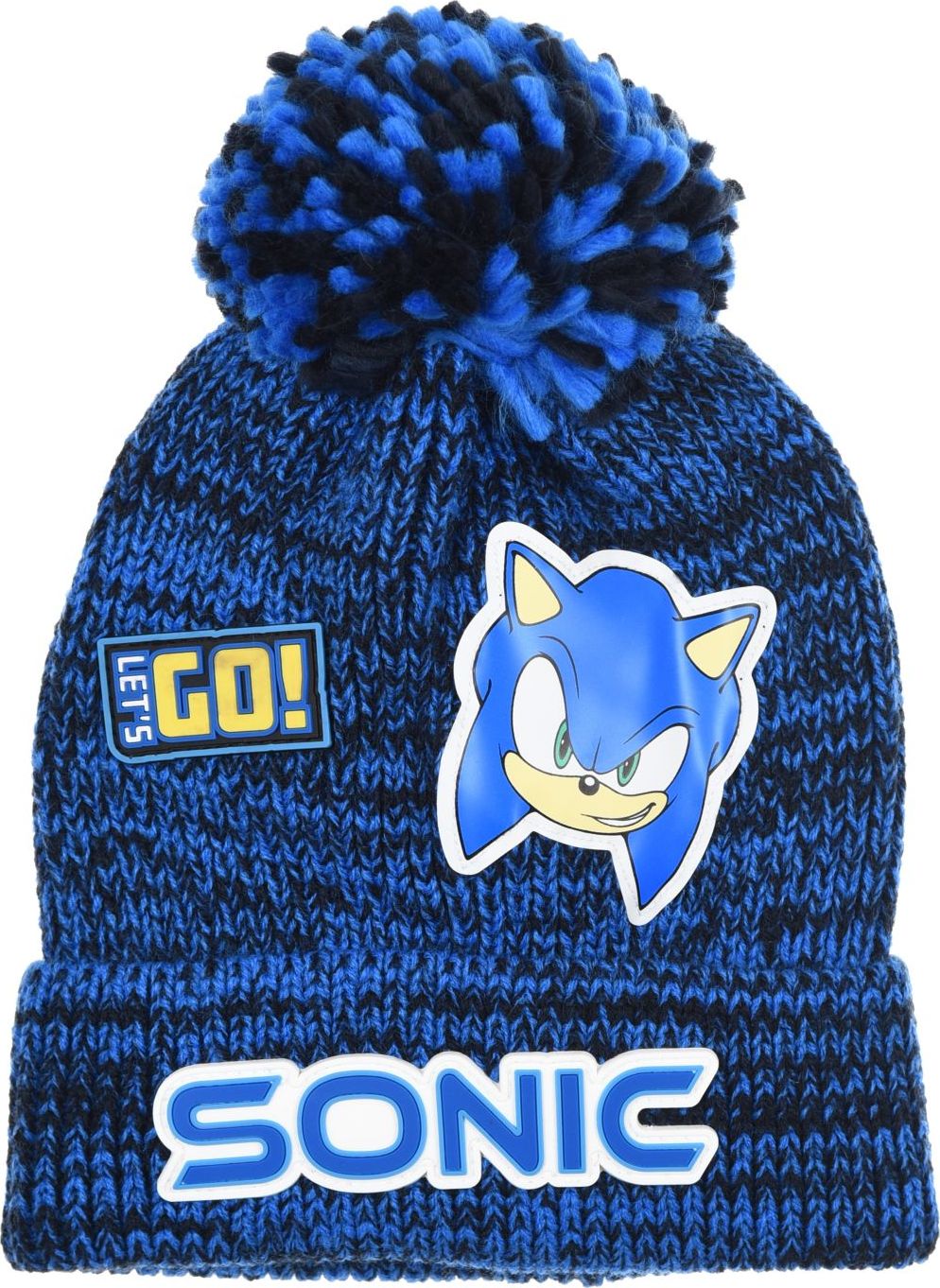 Modro-černá chlapecká čepice s bambulí Sonic the Hedgehog
