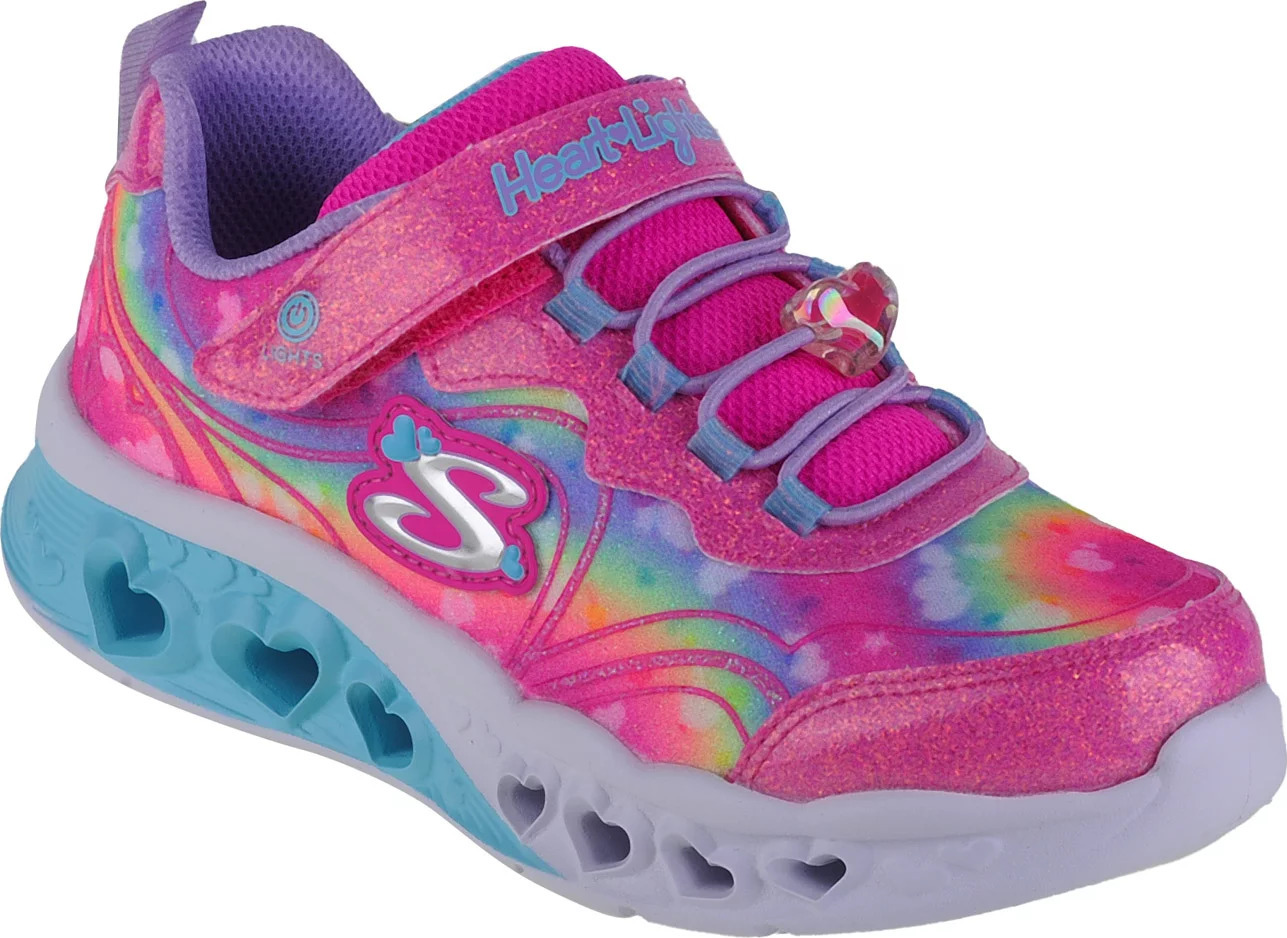 Růžové dívčí svítící tenisky Skechers Flutter Heart Lights-Groovy Swirl (Velikost 31)