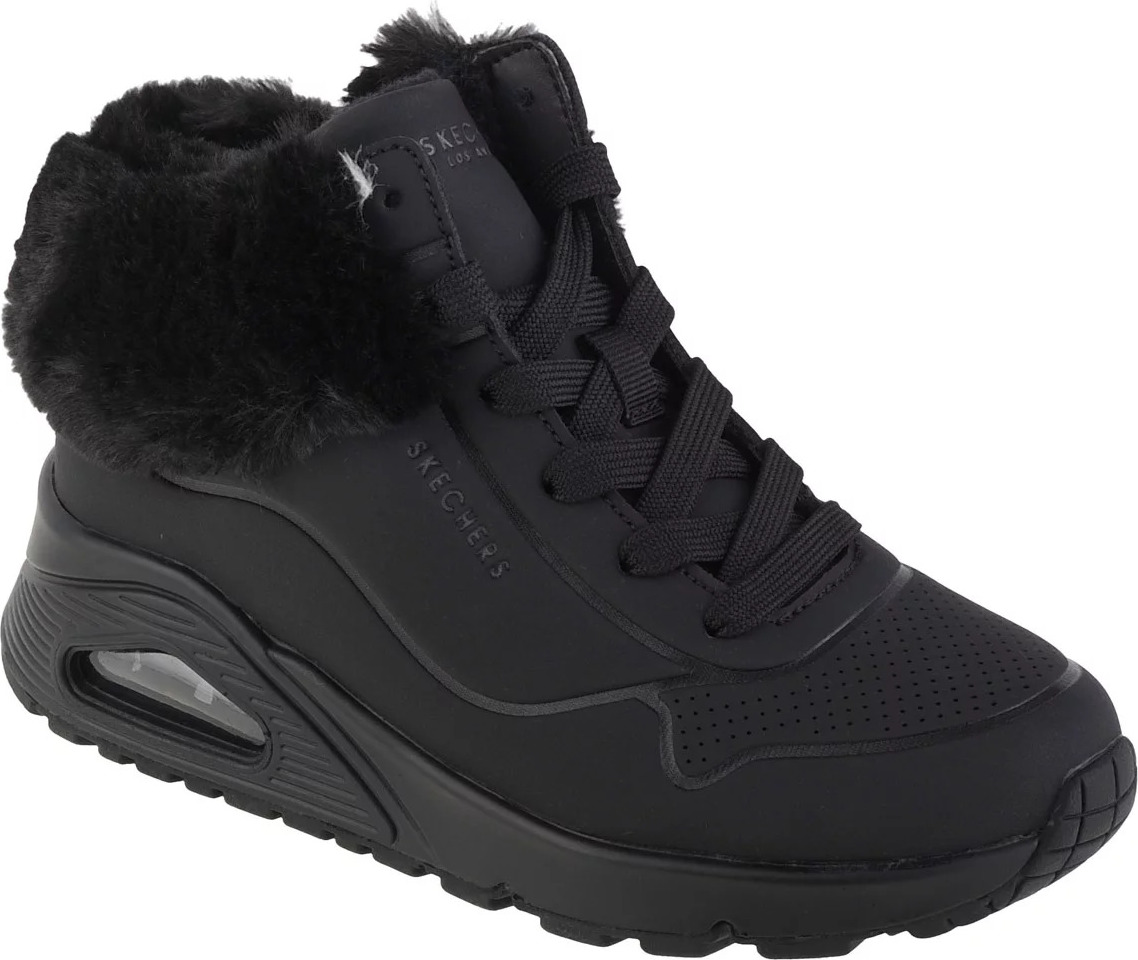 Černé dívčí kotníkové tenisky s kožíškem Skechers Uno - Fall Air (Velikost 29)