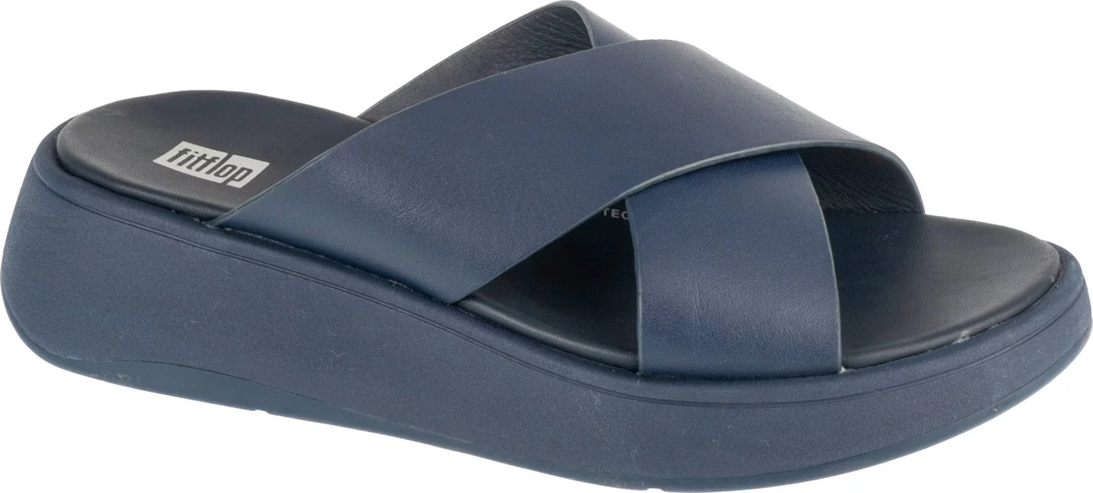 Tmavě modré pantofle na platformě FitFlop F-Mode Flatform (Velikost 36)