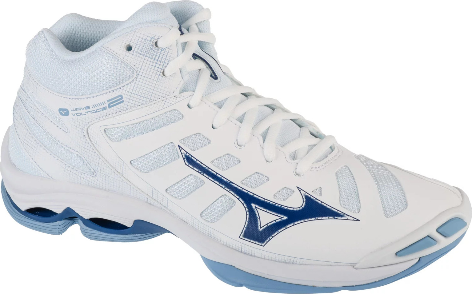 Bílo-modré kotníkové tenisky Mizuno Wave Voltage 2 Mid (Velikost 41)