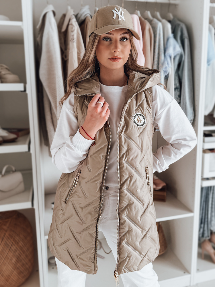 Dámská camel hřejivá vesta s prošíváním GRANDI (Velikost S)