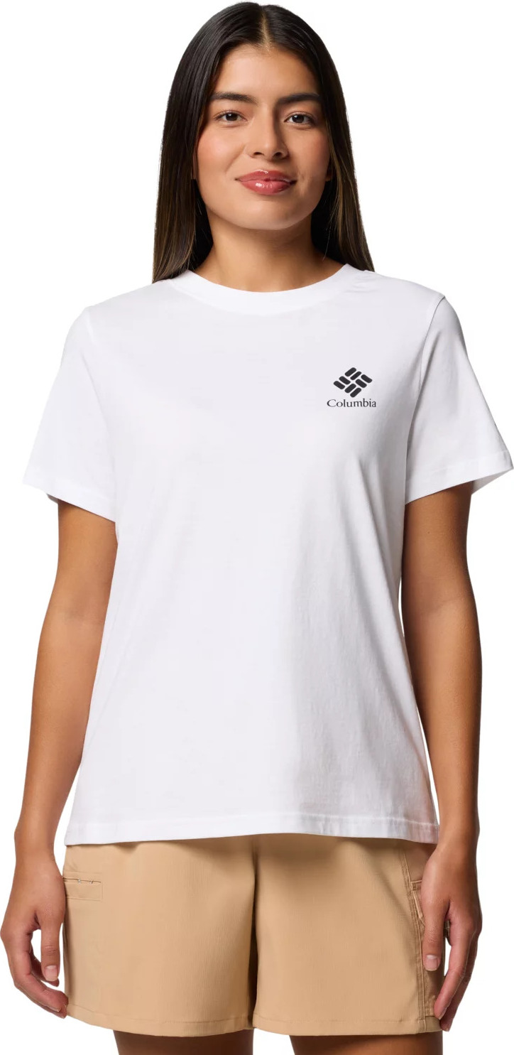 Bílé dámské tričko Columbia Rolling Bend Graphic SS Tee (Velikost L)