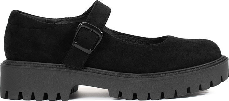 Černé semišové polobotky na platformě, podpatek 4 cm (Velikost 36)