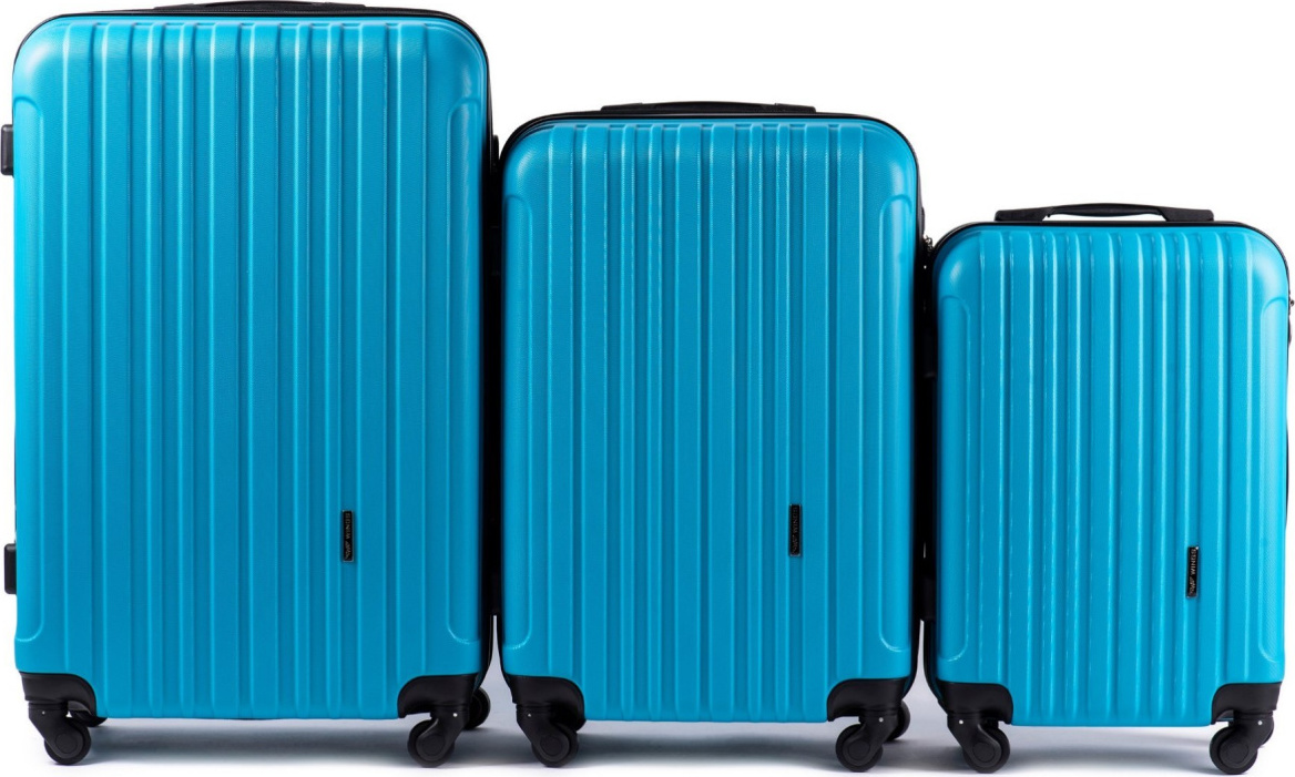Tyrkysová sada tří cestovních kufrů FLAMINGO 2011, Luggage 3 sets (L,M,S) Wings, Cyan