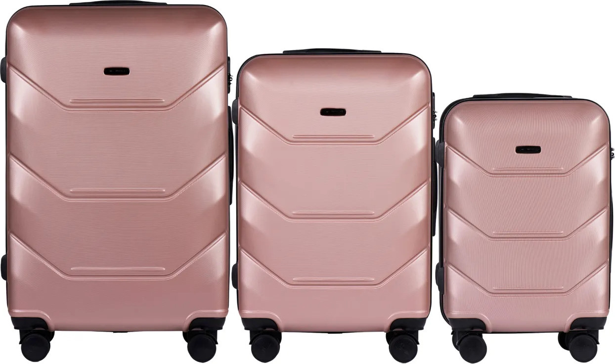 Rose gold sada cestovních kufrů PEACOCK 149, Luggage 3 sets (L,M,S) Wings, Rose Gold