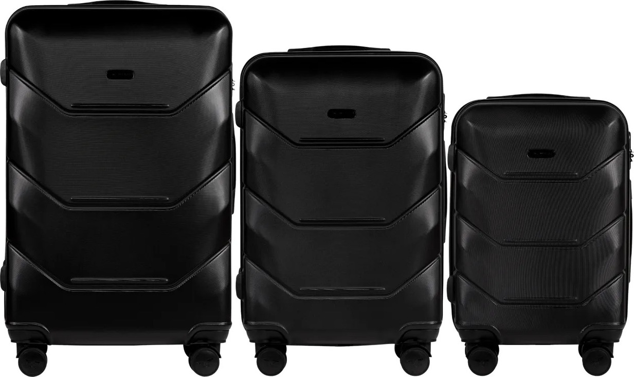 Černá sada cestovních kufrů PEACOCK 149, Luggage 3 sets (L,M,S) Wings, Black