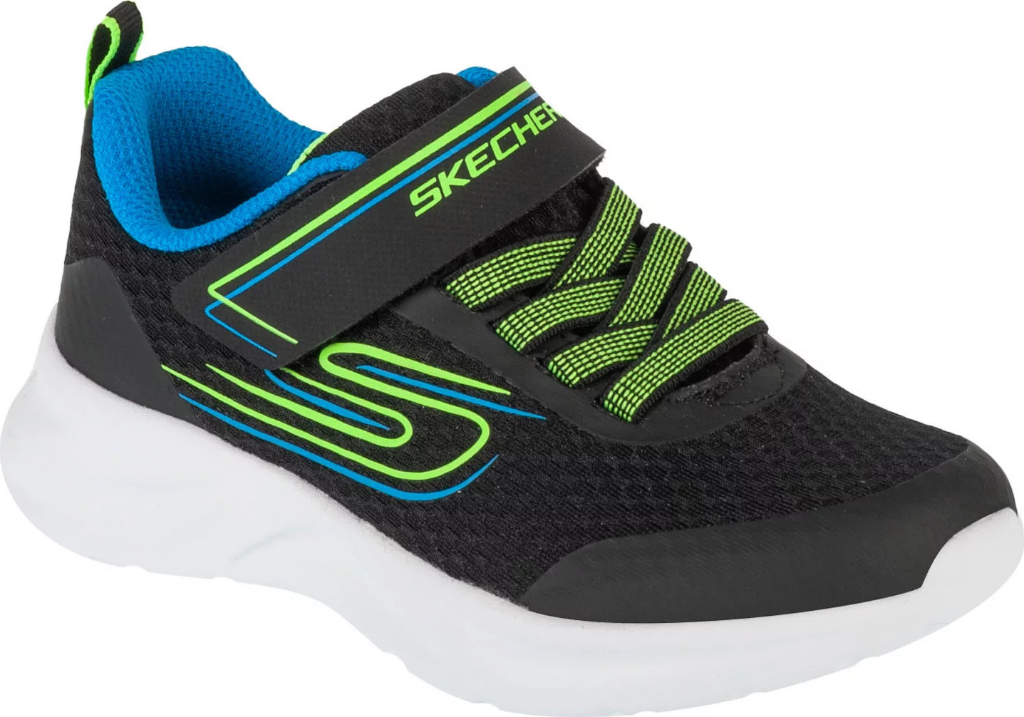 Černé dětské tenisky s modro-zelenými detaily Skechers Dynamatic - Swift Tread (Velikost 27)