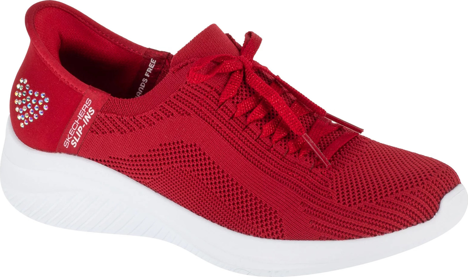 Červené dámské tenisky zdobené kamínky Skechers Slip-Ins: Ultra Flex 3.0 - Heart Me (Velikost 36)