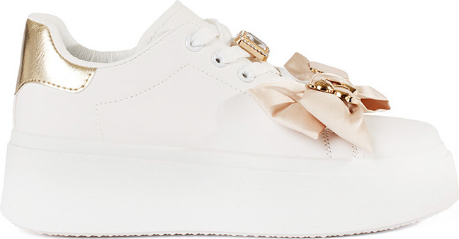 Bílé dámské sneakersy se zlatými doplňky (Velikost 36)