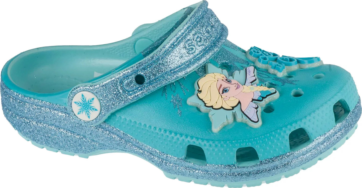 Tyrkysové dívčí nazouváky Crocs Classic Frozen Elsa Clog Kids (Velikost 28/29)