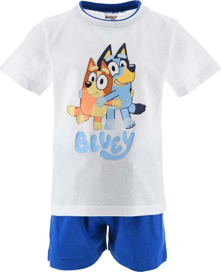 Bílo-modré dětské krátké pyžamo Bluey (Velikost 98)