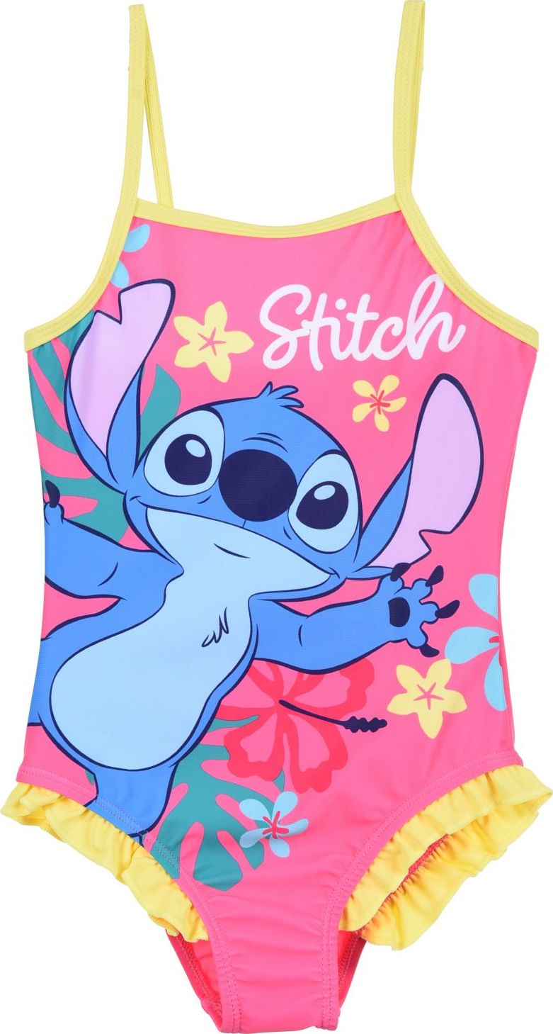 Růžové dívčí jednodílné plavky s ramínky Disney Stitch (Velikost 98)