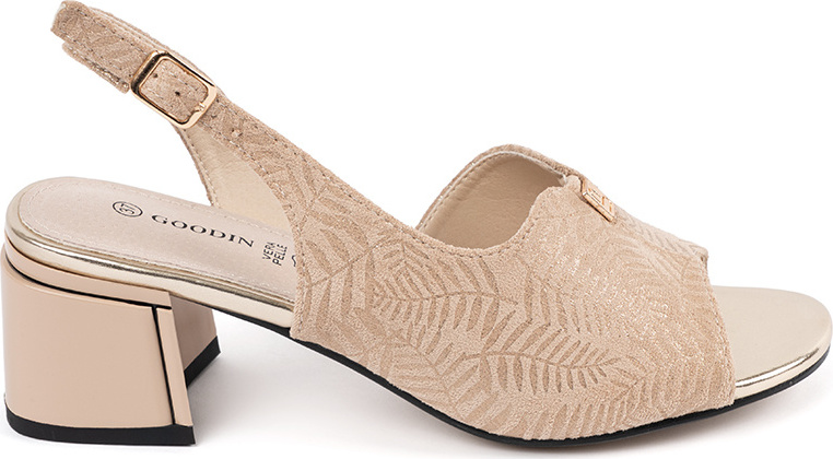 Béžová dámské sandály na podpatku, podpatek 5 cm (Velikost 36)