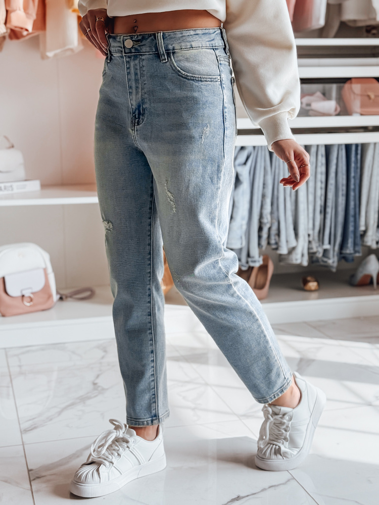 Světle modré dámské slim fit džíny s oděrkami SLIMEDEW (Velikost 34)