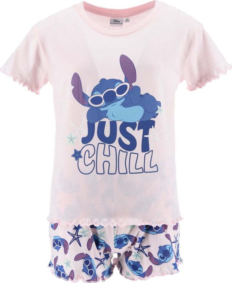 Světle růžové dětské bavlněné pyžamo Disney Stitch (Velikost 140)