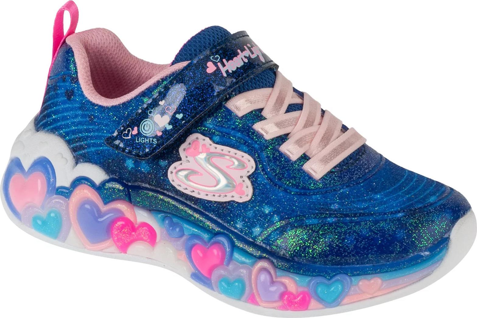 Tmavě modré dětské svítící boty Skechers Eternal Heart Lights
