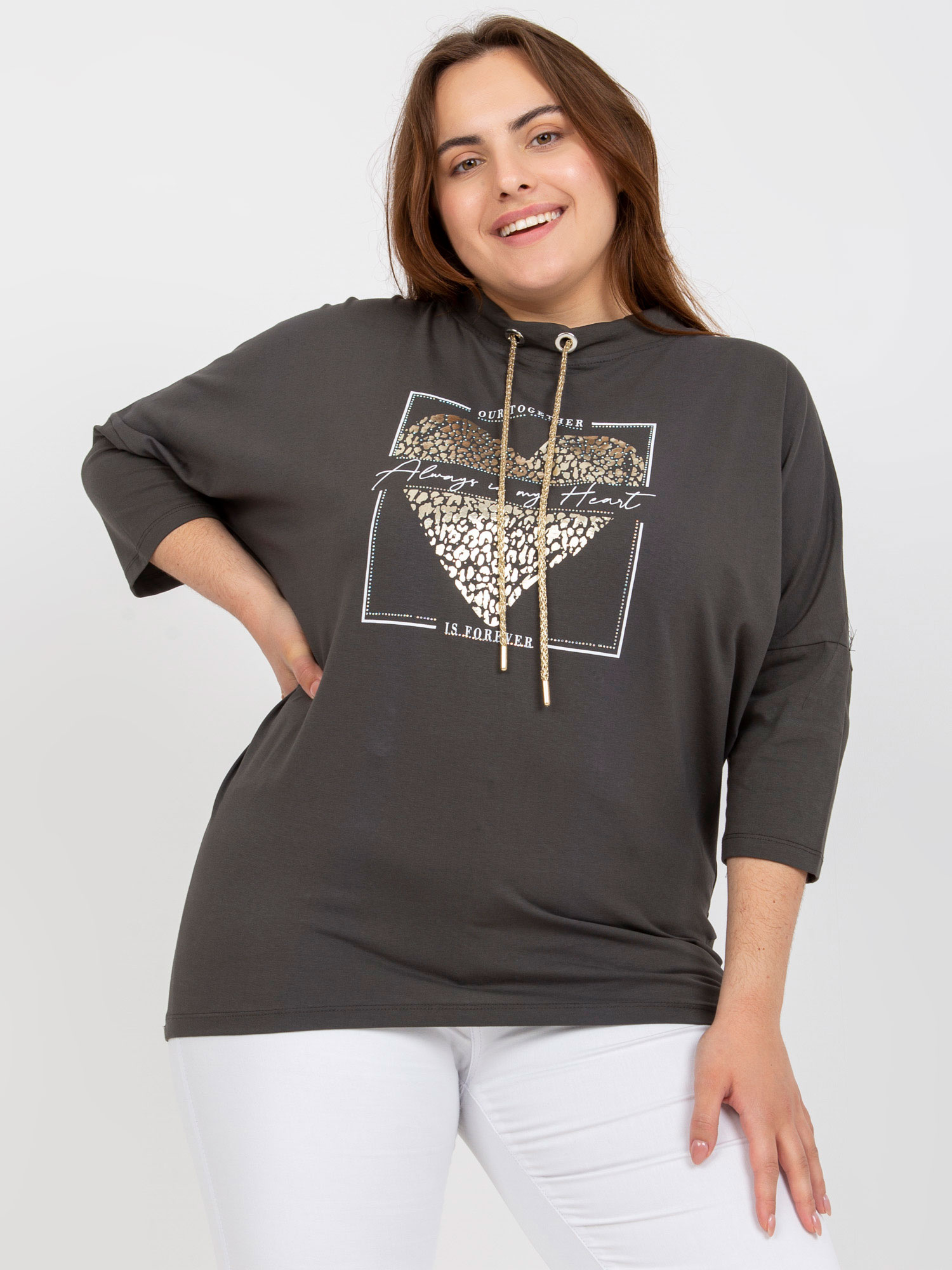 Khaki ležérní halenka (Velikost ONE SIZE)