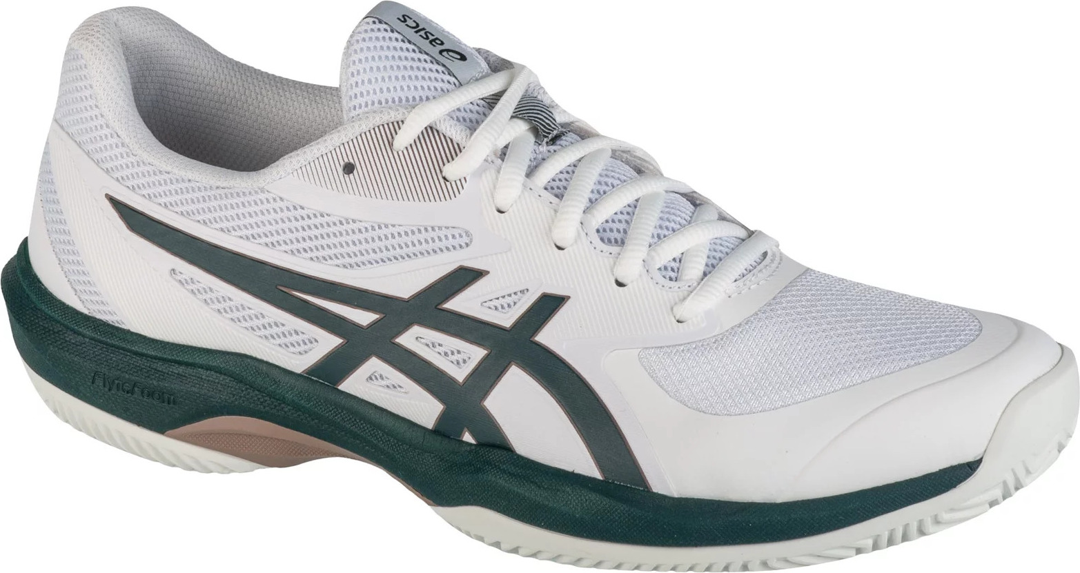 Bílé pánské tenisky na antuku s tmavě zelenými prvky ASICS Gel-Challenger 14 Clay/OC (Velikost 42)