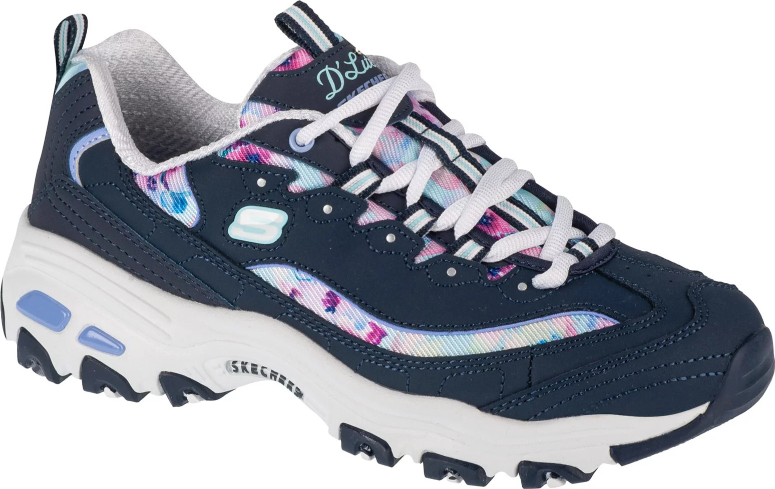 Tmavě modré dámské tenisky na platformě Skechers D'Lites-Blooming Fields (Velikost 35)