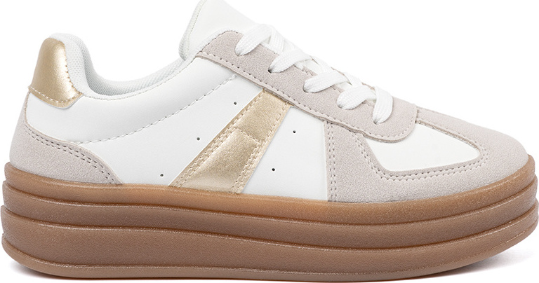 Bílo-šedé dámské sneakersy se zlatými vsadkami (Velikost 36)