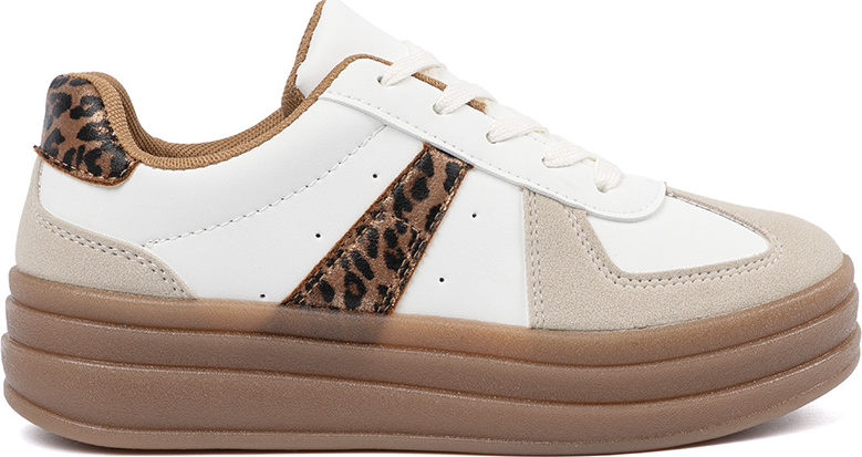 Dámské béžovo-bílé sneakersy s leopardími vsadkami (Velikost 36)