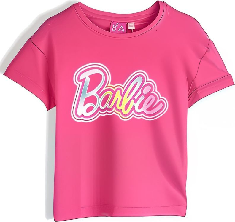 Růžové dětské bavlněné tričko Barbie (Velikost 104)