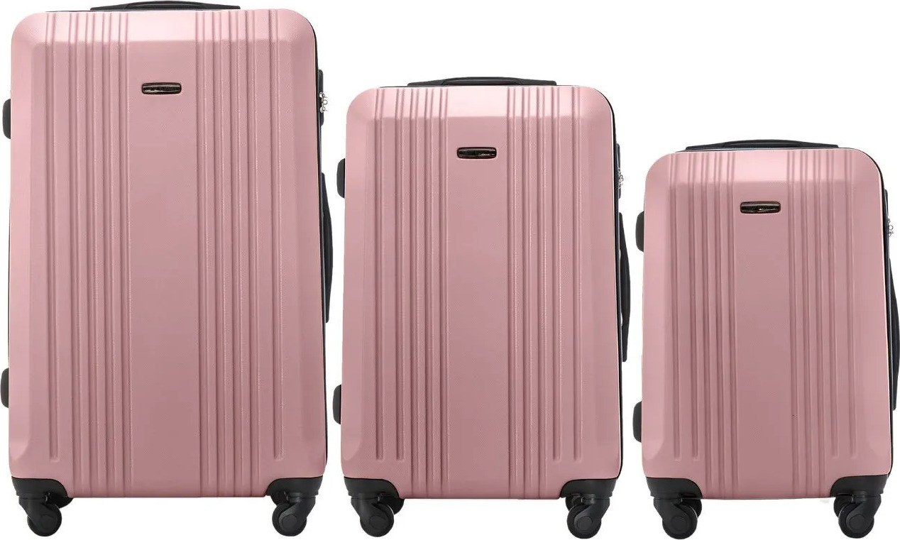 Rose gold sada cestovních kufrů KESTRAL KST01, Set of 3 suitcases (L,M,S) Wings, Rose gold
