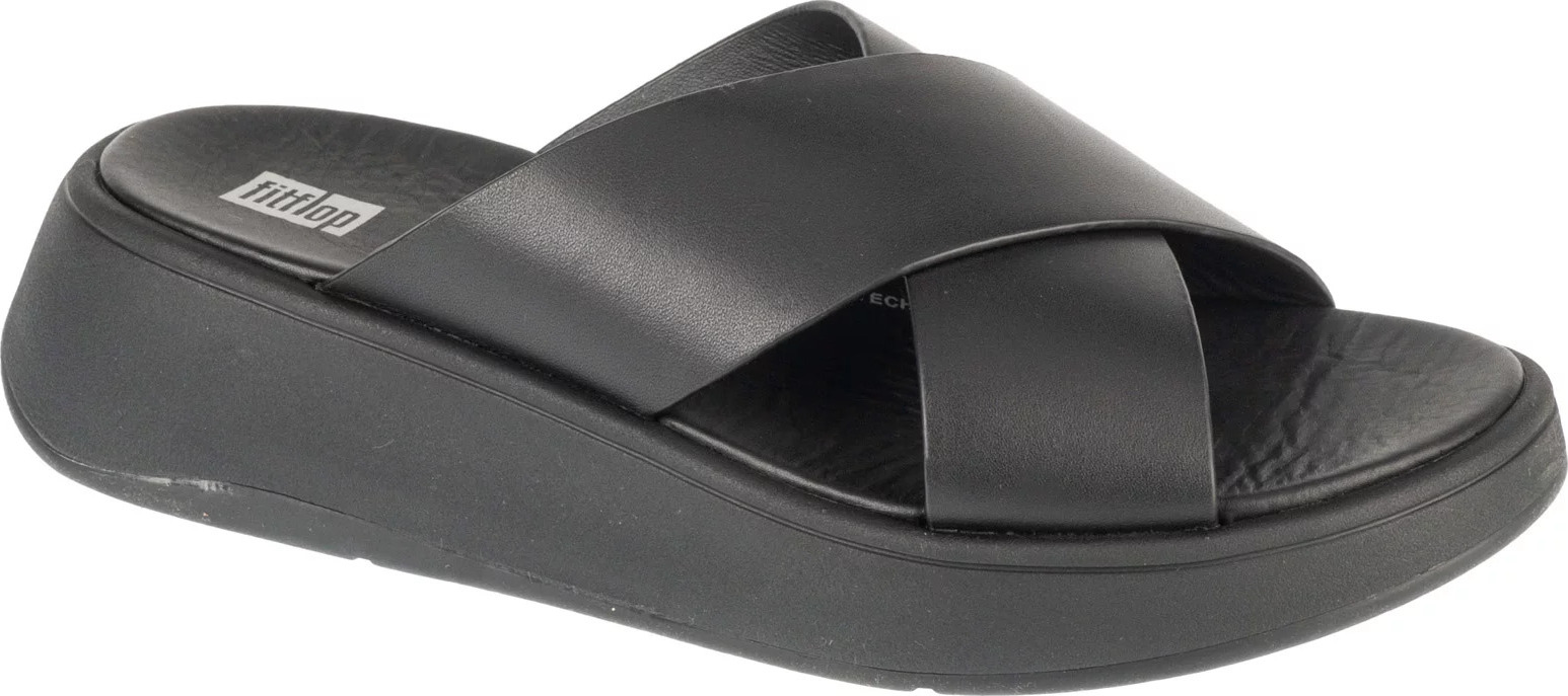 černé dámské pantofle na platformě FitFlop F-Mode Flatform