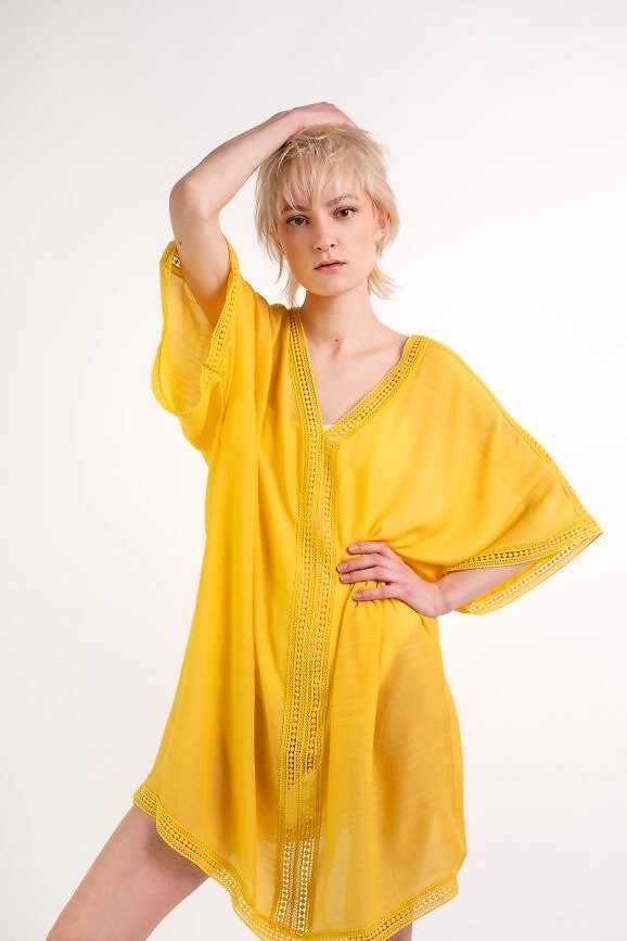 Art Of Polo Dámská plážová tunika v boho stylu Charella (Velikost ONE SIZE, Barva béžová)