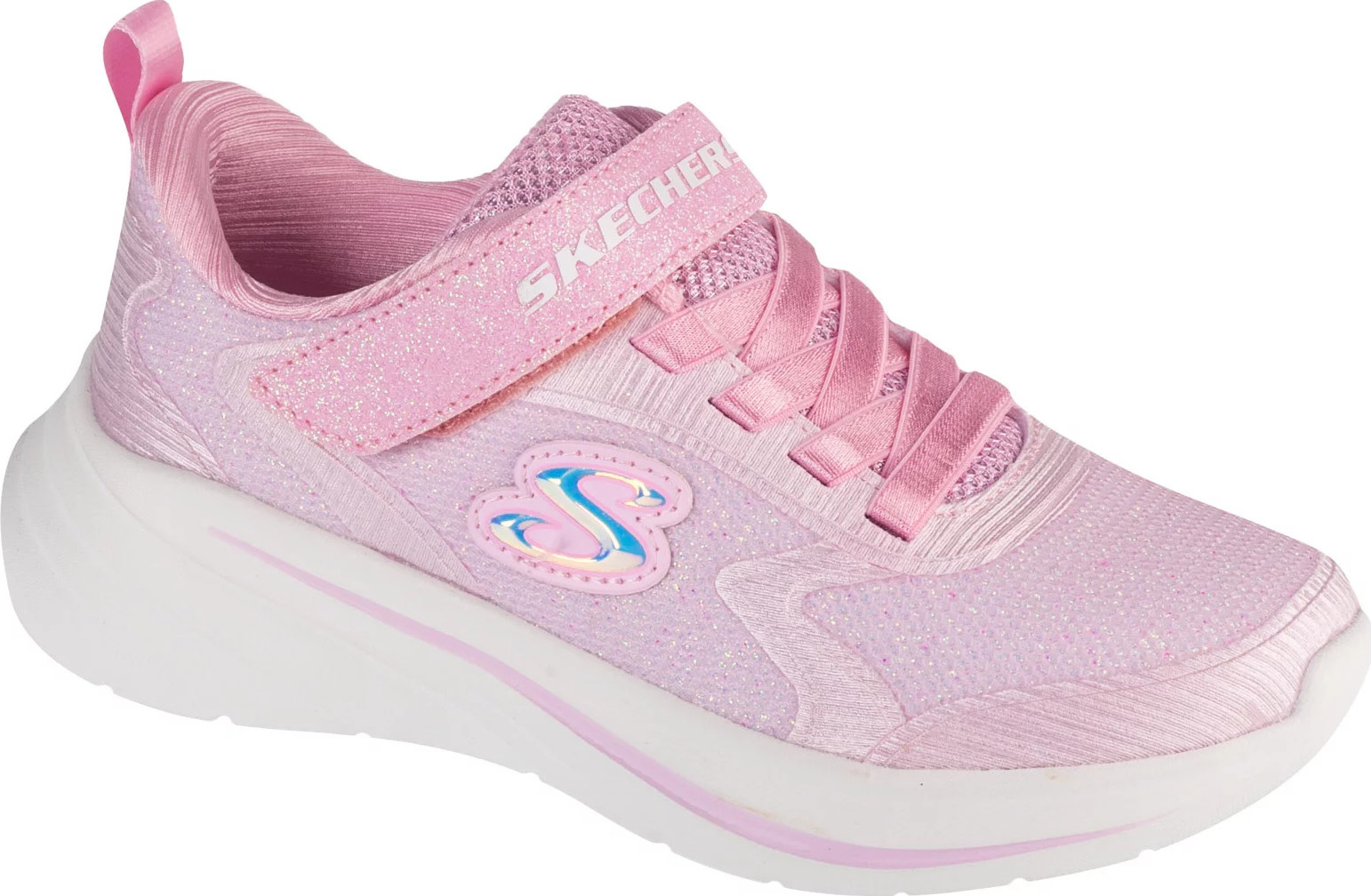 Růžové dívčí třpytivé tenisky Skechers Wave 92 (Velikost 28)