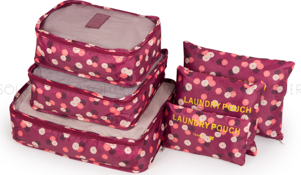 (Vel. ONE SIZE) Vínová květinová sada organizérů do kufru (Velikost ONE SIZE)