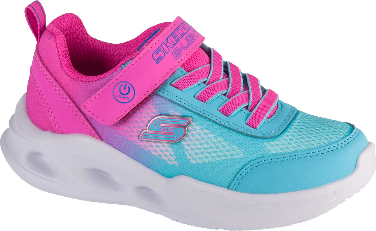 Modro-růžové dívčí tenisky Skechers Sola Glow - Ombre Deluxe (Velikost 28)