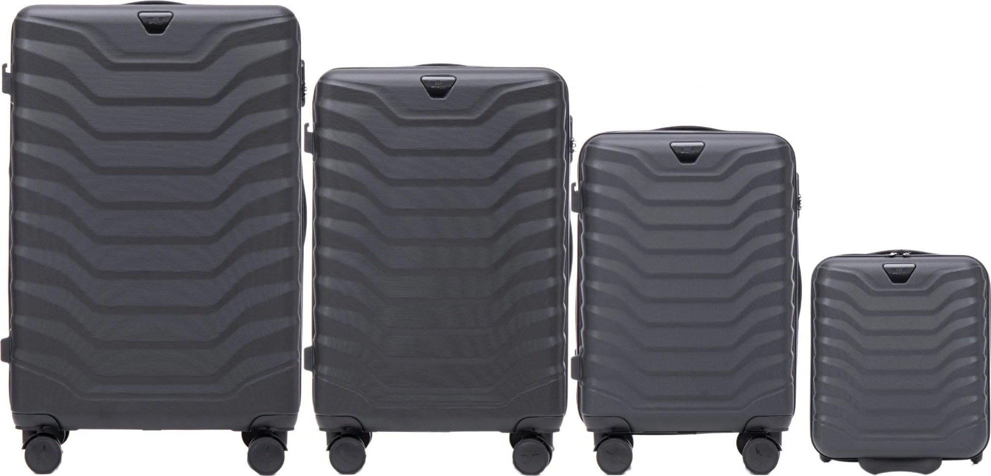 Černá 4dílná sada kufrů PEAFOWL PEA01, Set of 4 suitcases (L,M,S,XXS) Wings, Black