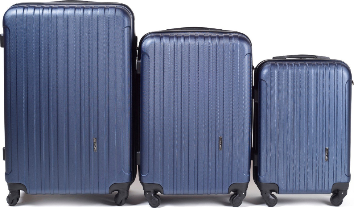 Modrá sada tří cestovních kufrů FLAMINGO 2011, Luggage 3 sets (L,M,S) Wings, Blue