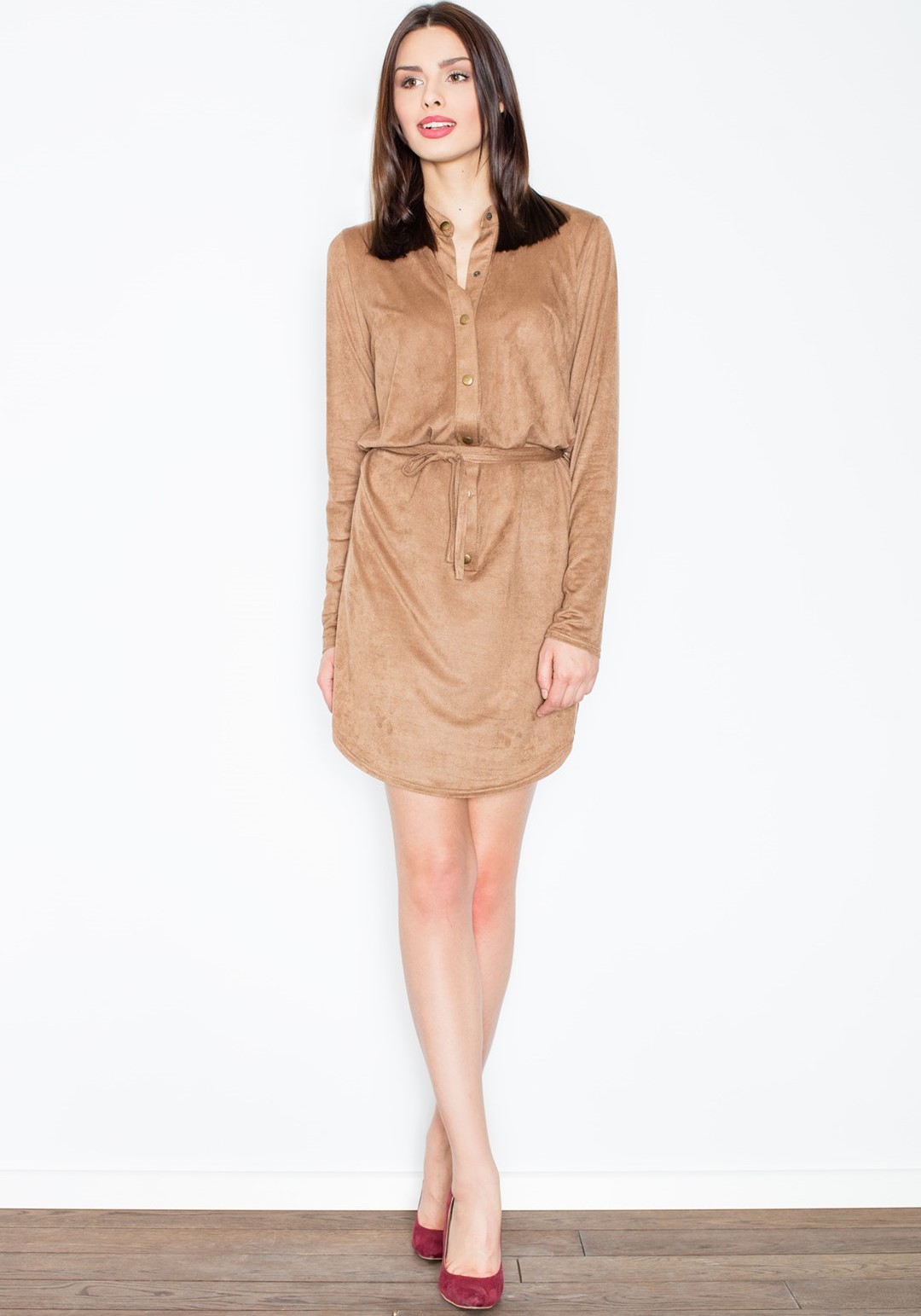 Dámské hnědé šaty M454